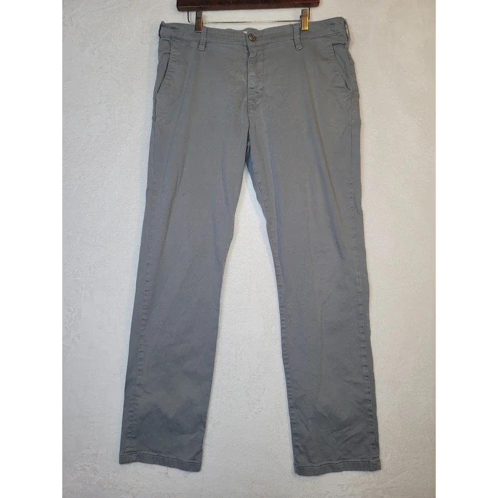 Mavi Philip Relaxed Straight Leg Pants Mens 38x33 Grey Chino Trousers Cotton